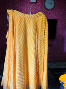 Vibrant Yellow Leheriya Skirt
