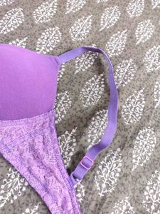 Purple Lace Trim Bra