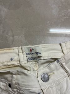 American Swan Cream Pants with SwanPrint