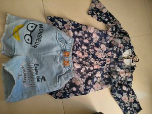 Cute Floral Top &amp; Denim Shorts Set