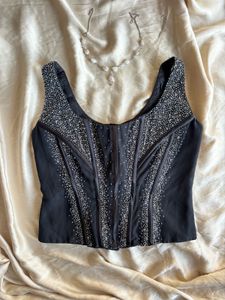 Stunning Embellished Black Corset Top