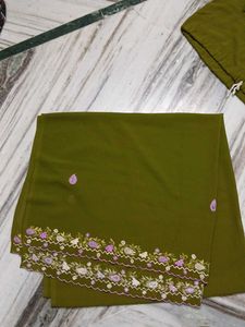 Elegant Olive Green Kurtaset with dupatta and pant