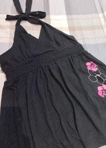 Black A-Line Halter Neck Dress