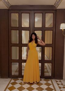 Ann Taylor Yellow halter Maxi Dress formal Gown