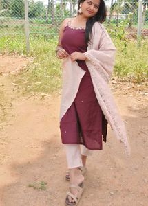 Maroon Kurta Set with Dupatta