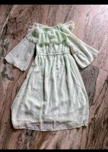 Chic Off-Shoulder Ruffled Light Green Dress