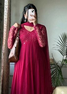 price drop🩷Pink Alia-cut kurtha set