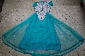 2 peace gown & dupatta sky blue colour