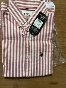Striped Polo Shirt branded size L pure cotton