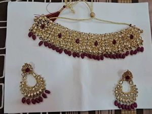 Choker necklace with Traditional Indian Earrings