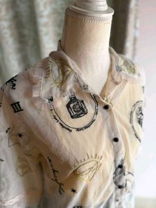 Unique Graphic Print Button-Up Shirt