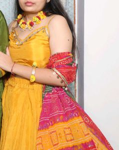 Saree Style Haldi Dress With Umbrella Jacket