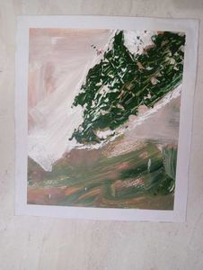 Abstract Green and White Painting(hand-painted)
