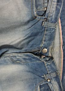 Light Wash Denim Jeans with Patch Detail