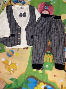 Adorable Baby Boy Striped Vest Outfit
