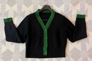 Black Sweater With Green Margins