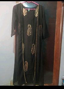 Elegant Black Kurta Set with Gold Print