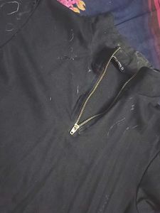 Black Zip Neck Top