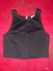Classic Black Ribbed Crop Tank Top