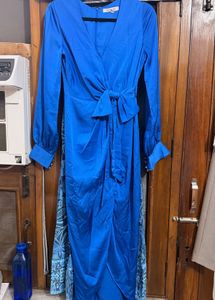 Elegant Blue Wrap Dress
