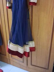 Elegant Blue &amp; Gold Anarkali suit