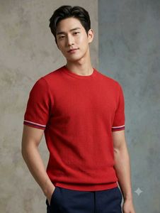 UCB Men's Red Textured knitted tshirt