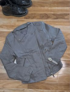 Women's Grey Faux Leather Moto Jacket