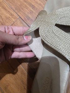 🇮🇳Freedom Sale🇮🇳Gold Woven Strap Slides