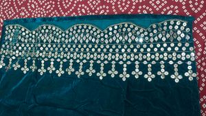 Teal Velvet Mirror Work Suit