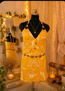 Vibrant Yellow Halter Neck Mini Dress