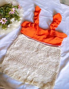 Orange Ruffled Bikini set