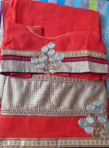 Heavy Saree With Mirror Work