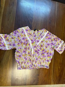 Floral Print Smocked Crop Top