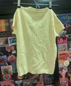 Yellow Knit Button-Up Top