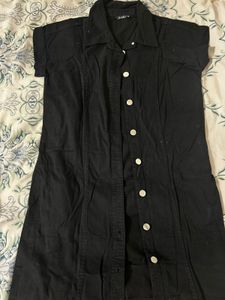 Chic Black Button-Down Shirt Dress