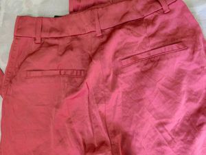 Pink Cargo Pants with Belt Detail