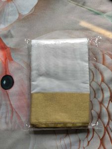 Elegant White Saree with Gold Border