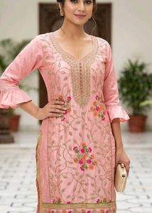 Elegant Pink Embroidered Kurta Set