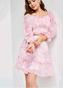 AND Pink Tie-Dye Crop Top & Skirt Set