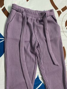 Lavender Knit Pants with Belt