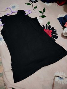 Black Lace Flower Applique Top