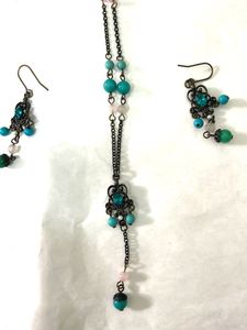 Sea green Turquoise Delicate Pendant Earring Oxidi