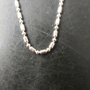 Pure Silver ._. Dot Ball Mix Snack Chain  22"inc