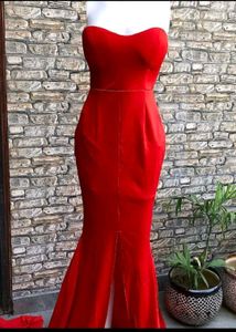 Elegant Red Strapless Mermaid Dress