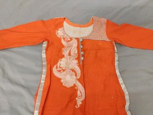 Orange Kurta Set With Chudi Pants For Women🧡