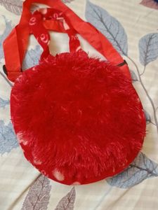 Kids Fur Red Teddy Bear Sling Bag