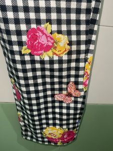 Chic Gingham Floral Butterfly Pants