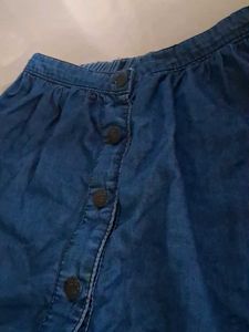 Blue Denim Button-Front Skirt