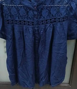 Elegant Navy Blue Lace Top