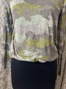 Camouflage Print Long Sleeve Top